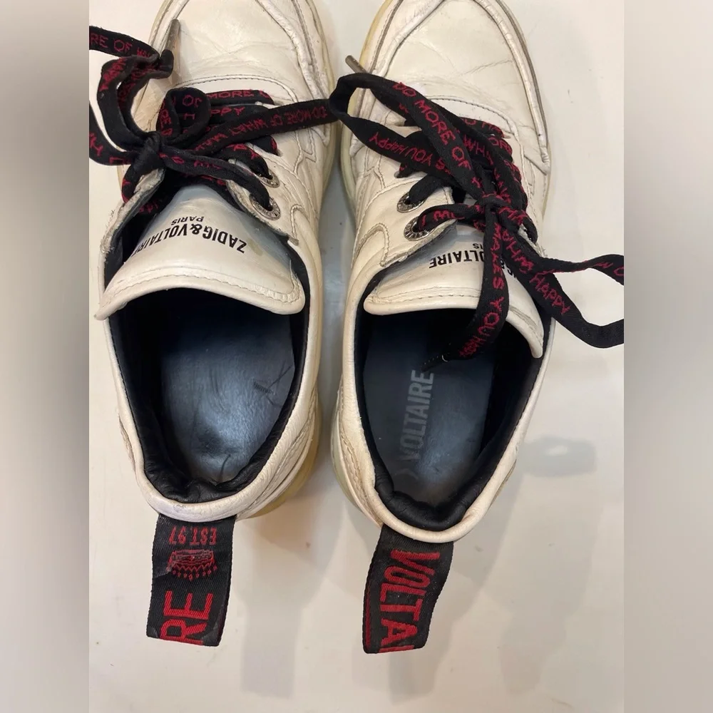 Zadig & Voltaire Women’s Blaze Stylish White Leather Sneakers Size‎ 7.5 (38)
